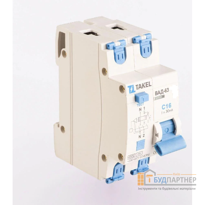 Диф. автомат Takel AD63 1P+N 16A C - купить в Киеве у Києві