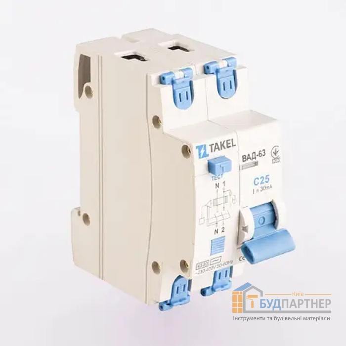 Диф. автомат Takel AD63 1P+N 25A C - купити у Києві у Києві