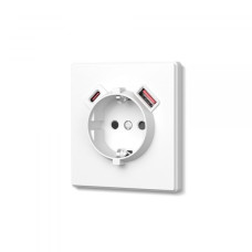 Розетка одинарна із заземленням USB-A+C 20 W Videx Nota (білий мат)
