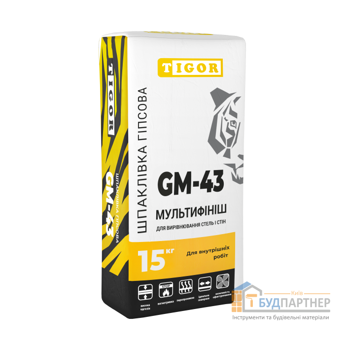 Шпаклівка гіпсова МУЛЬТИФІНІШ GM-43 Tigor (15 кг) - купити у Києві у Києві
