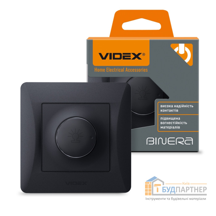 Світлорегулятор Videx Binera 600Вт (чорний графіт) - купити у Києві у Києві