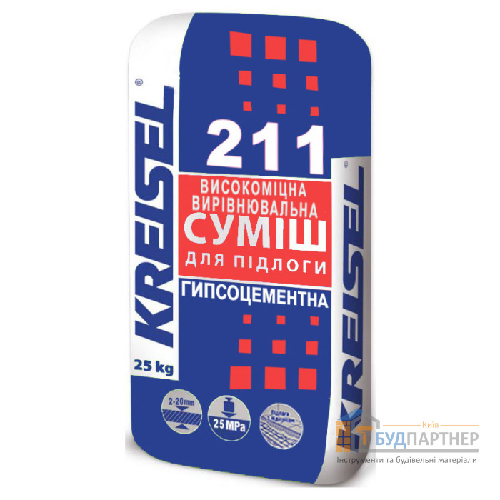 Суміш гіпсова Kreisel 211 для вирівнювання підлоги 2-20 мм (25 кг) - купити у Києві у Києві