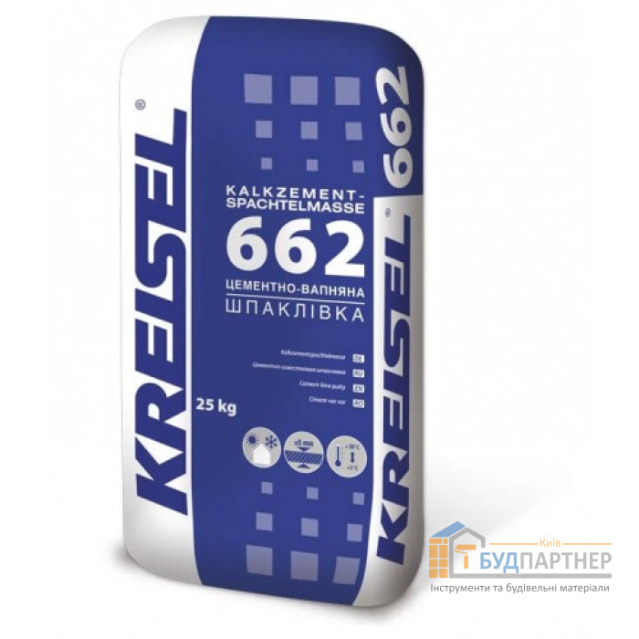 Цементно-вапняна шпаклівка для зовнішніх робіт Kreisel 662 (25 кг) - купити у Києві у Києві
