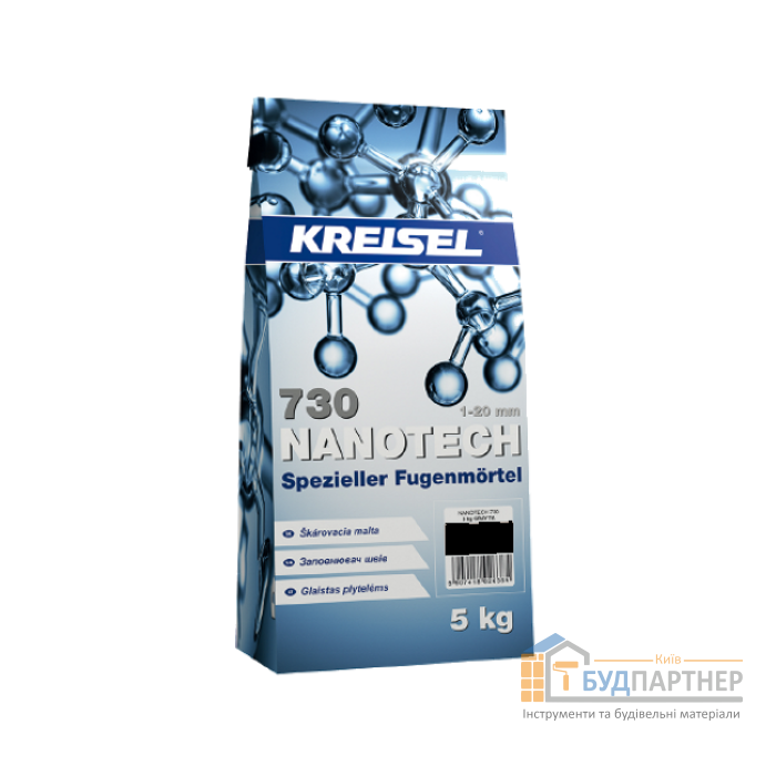 Затирка для швів плитки Kreisel Fuga Nanotech 730 чорна 24А (2 кг) - купити у Києві у Києві
