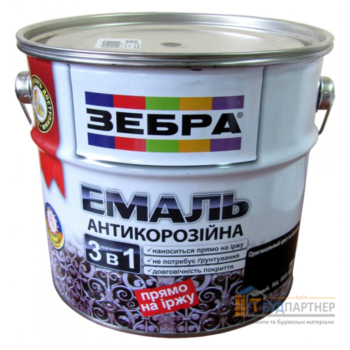 Емаль антикорозійна Зебра (12 білий глянцевий) 2 л - купити у Києві у Києві