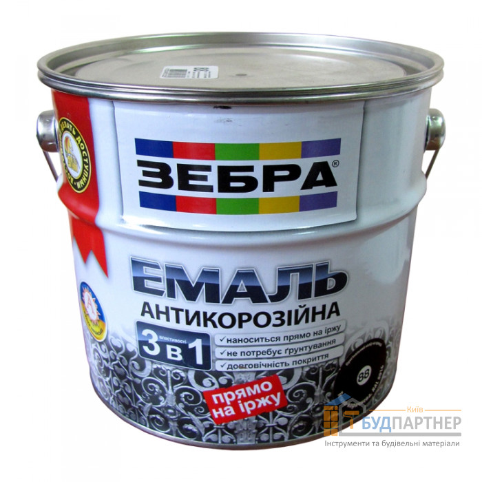Емаль антикорозійна Зебра (88 темно-коричневий) 2 л - купити у Києві у Києві