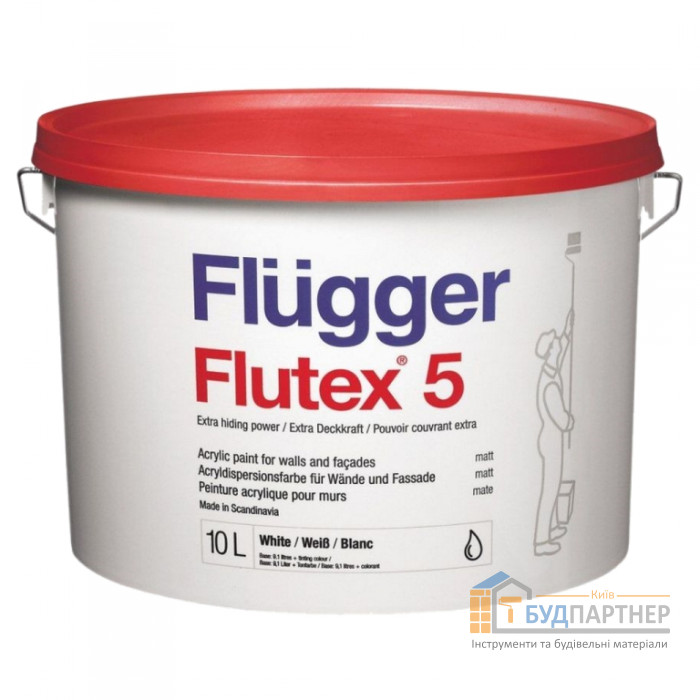 Акрилова фарба для стін і стель Flugger Flutex 5 (10 л) - купити у Києві у Києві