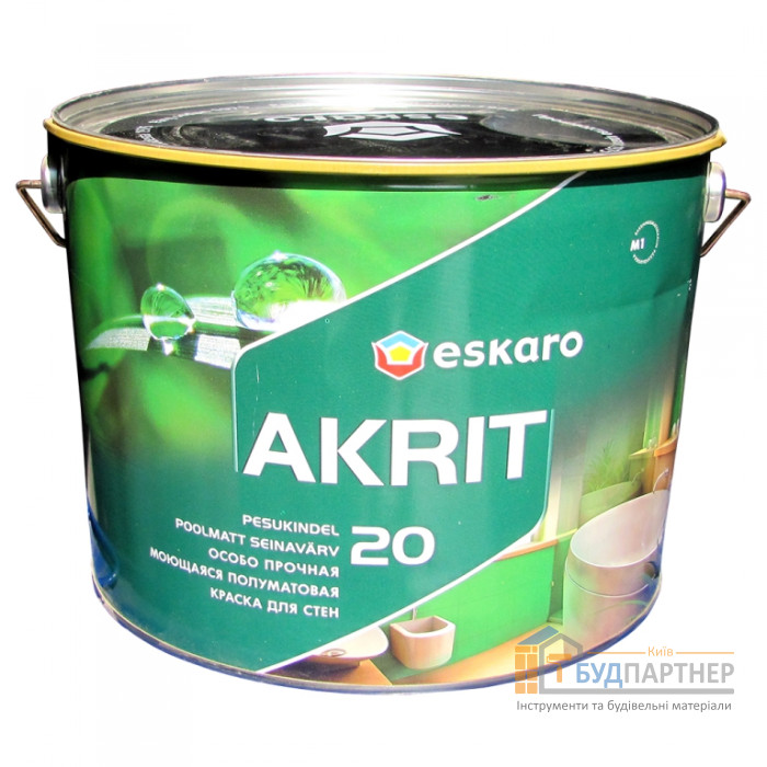 Фарба Eskaro Akrit 20 миюча напівматова для стін (9,5 л) - купити у Києві у Києві