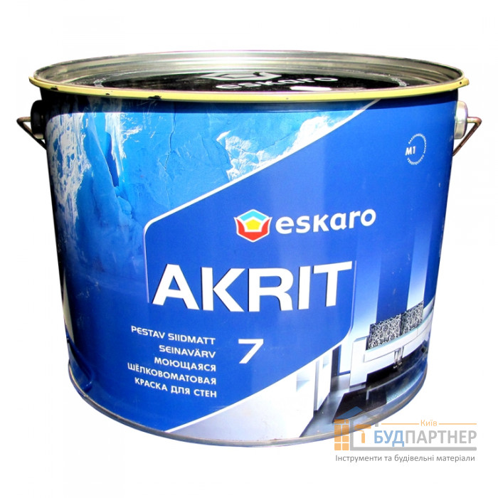 Фарба Eskaro Akrit 7 миюча шовково-матова для стін (9,5 л) - купити у Києві у Києві