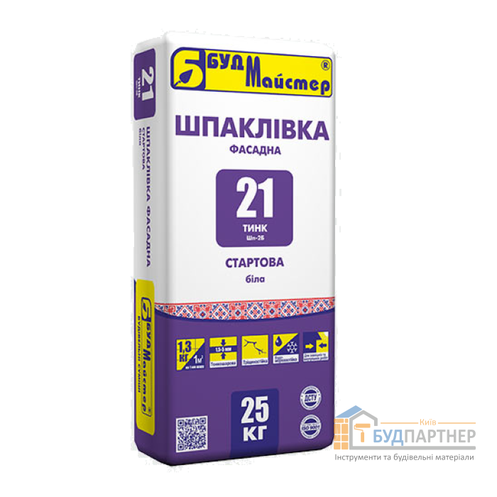Суміш для шпаклювання на білому цементі стартова БудМайстер ТИНК-21 (25 кг) - купити у Києві у Києві