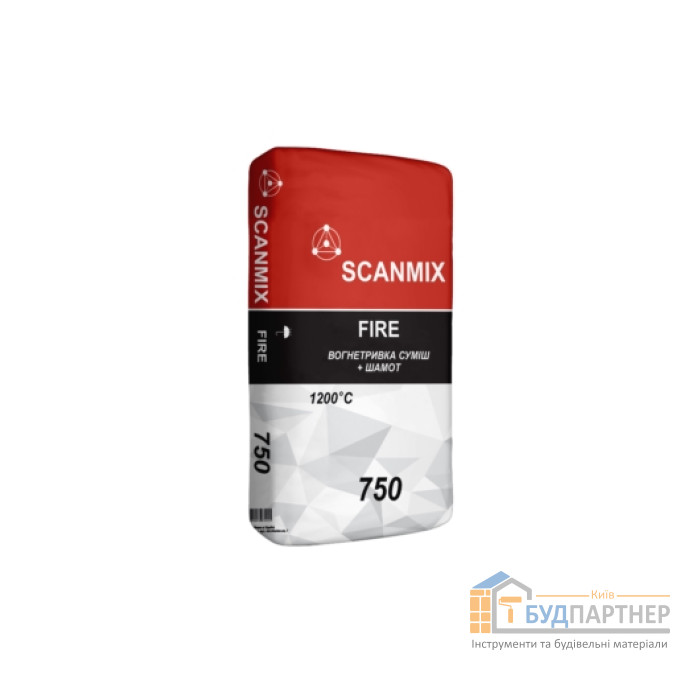 Термостійка суміш для кладки печей і камінів Scanmix Fire 750 (25 кг) - купити у Києві у Києві